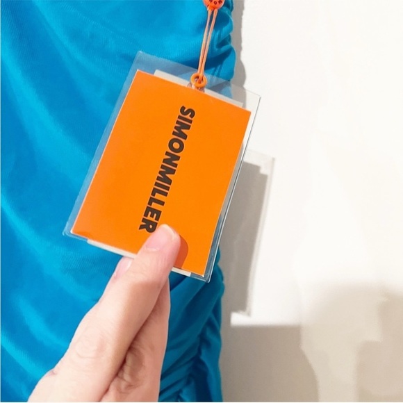 NWT Simon Miller Swizzy Slit Ruched Gathered Taffy Blue Midi Skirt size small - Picture 9 of 10